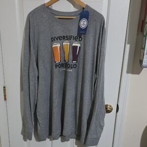 Life Is Good Gray Long Sleeve with Colorful Drink Graphic Xxl